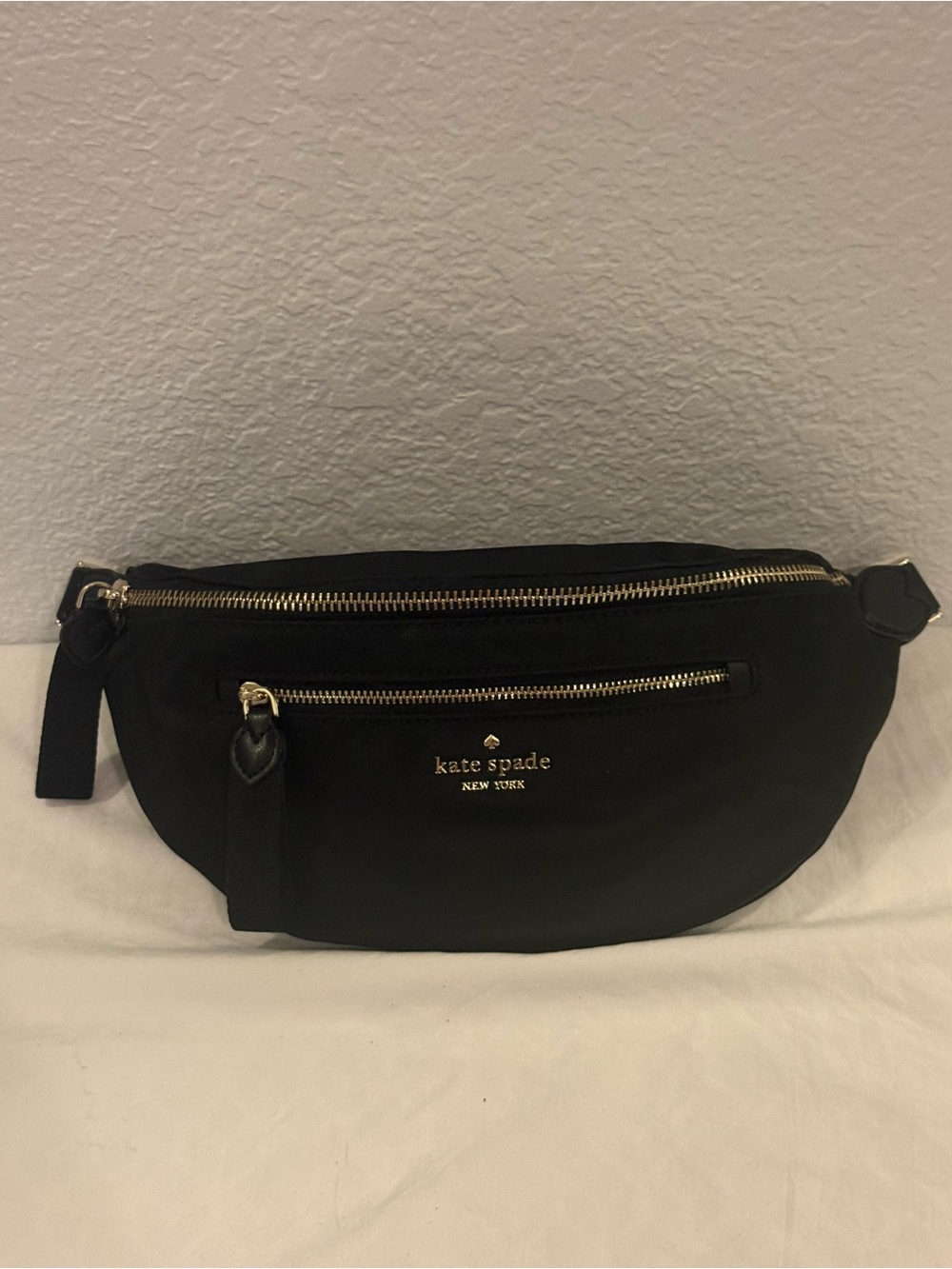 Kate Spade New York Black Nylon Belt Bag Crossbody Gold Hardware